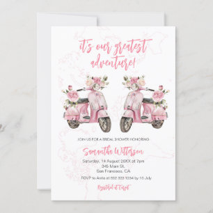 Pink Scooter Bestes Adventure Brautparty Einladung