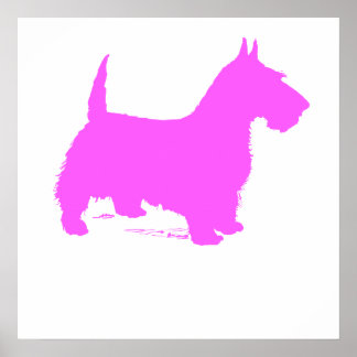Pink Scottie Silhouette Poster