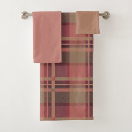 Pink Scottish Lady Tartan Pattern Badhandtuch Set