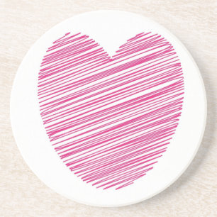 Pink Scribble Heart Getränkeuntersetzer