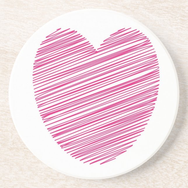 Pink Scribble Heart Getränkeuntersetzer (Vorne)