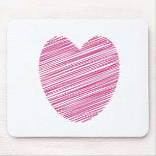 Pink Scribble Heart Mousepad