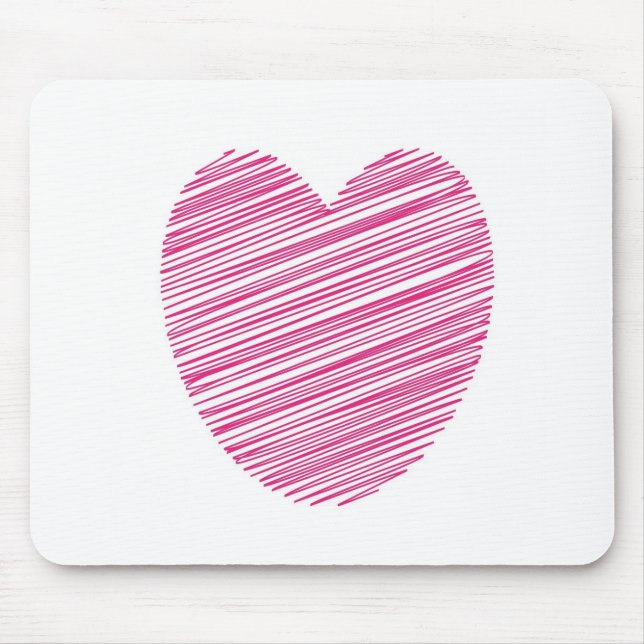 Pink Scribble Heart Mousepad (Vorne)