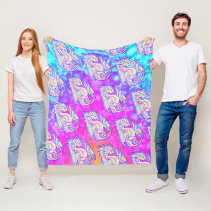 Pink Scribble Niedlich Girly Dragon Wyvern Inugami Fleecedecke