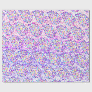 Pink Scribble Niedlich Girly Dragon Wyvern Inugami Geschenkpapier