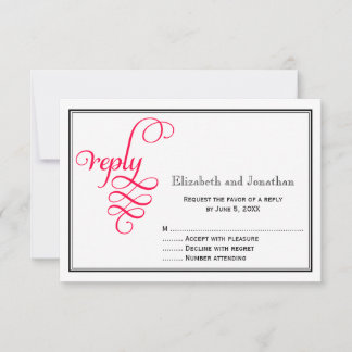 Pink-Script-Antwort-Karte für tiefe Rose RSVP Karte
