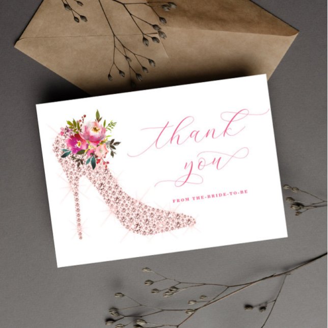 Pink-Script-Brautparty Dankeskarte (Von Creator hochgeladen)