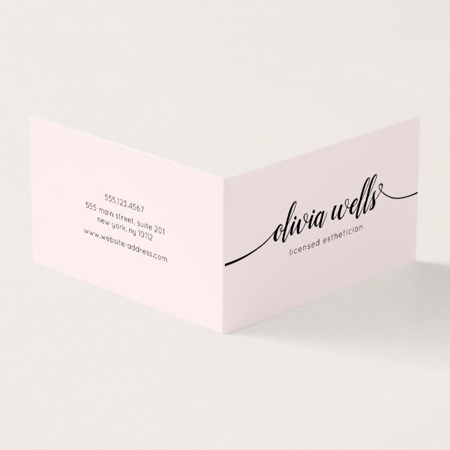 Pink Script Calligraphy Aftercare Instruktion Visitenkarten (Vorderseite)