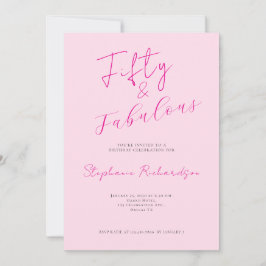 Pink Script Fifty and Fabulous 50th Birthday Party Einladung