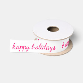 Pink Script Happy Holidays Weihnachtstypografie Satinband