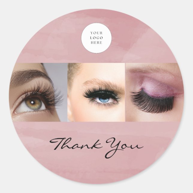 Pink Script Logo Photo Makeup Thank You  Runder Aufkleber (Vorderseite)
