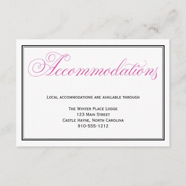 Pink Script Mariage Hébergements Carte détaillée (Devant)