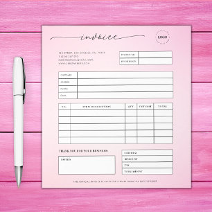 Pink-Script-Rechnungsstellung für kleine Unternehm Notizblock