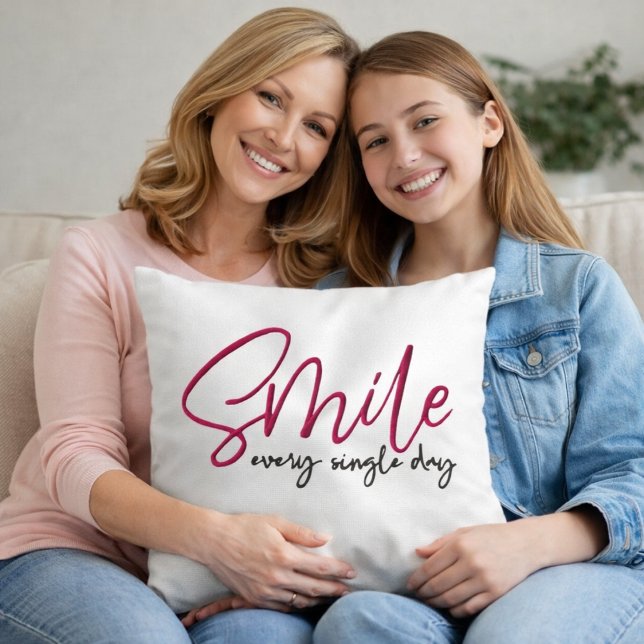 Pink Script Silver Glam Motivational Throw Pillow Kissen (Von Creator hochgeladen)