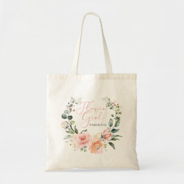 Pink Script Wasserfarben Blumenblume Girl Tragetasche