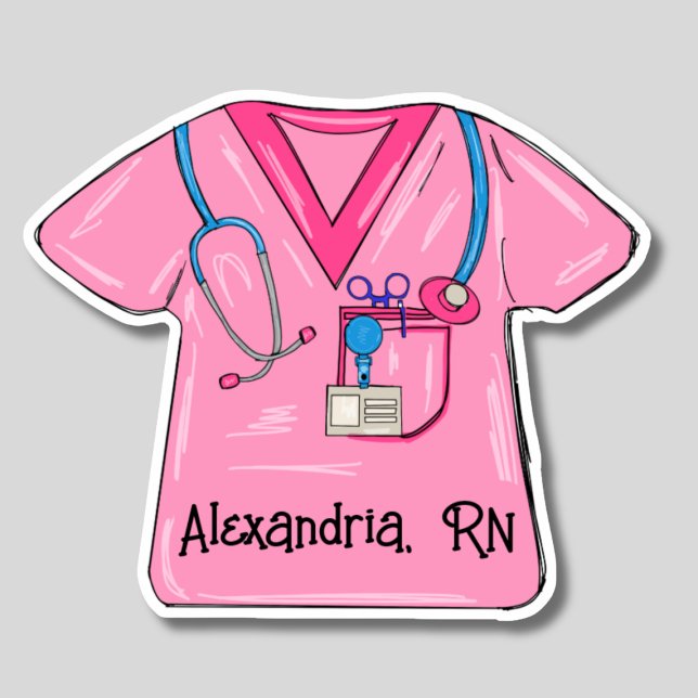 Pink Scrubs Nurgram Monogram wasserdicht Aufkleber (Von Creator hochgeladen)