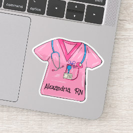 Pink Scrubs Nurse Monogram Waterproof Aufkleber