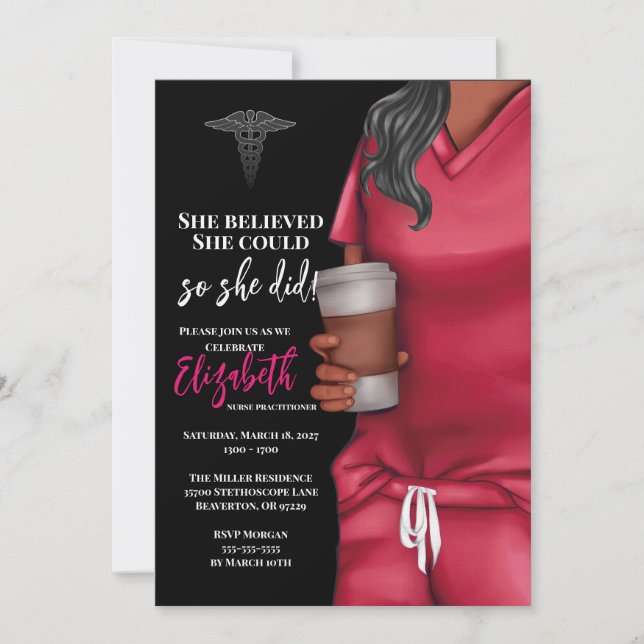 Pink Scrubs Nursing School Graduation Invitation (Devant)