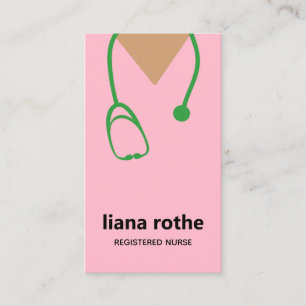 Pink Scrubs und Stethoscope Business Card Visitenkarte