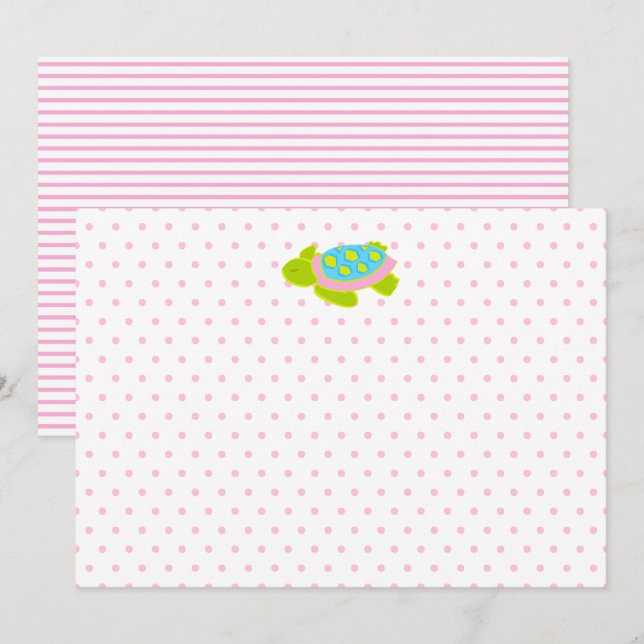 Pink Sea Turtle Note Card Stationierung Karte (Vorne/Hinten)