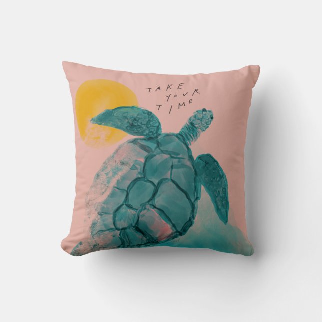 Pink Sea Turtle Painting Kissen (Vorderseite)
