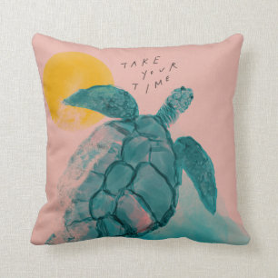 Pink Sea Turtle Painting Kissen