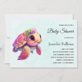 Pink Sea Turtle Whimsical & Niedlich Einladung
