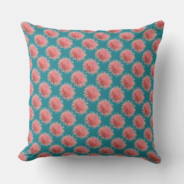 Pink Sea Urchins Pattern Kissen (Vorderseite)