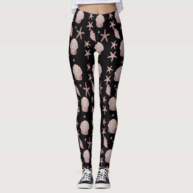 Pink Seashell Pattern - Beach Vibes Summer Design Leggings (Vorderseite)