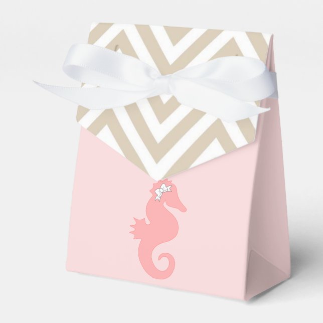 Pink Seepferd Beach Thema Gefallen-Box Geschenkschachtel (Vorderseite)