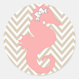 Pink Seepferd Beach Themed Baby Duschaufkleber Runder Aufkleber