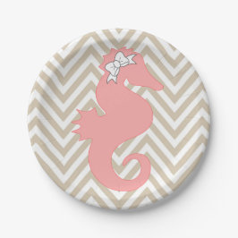 Pink Seepferd Beach Themenpapier Teller