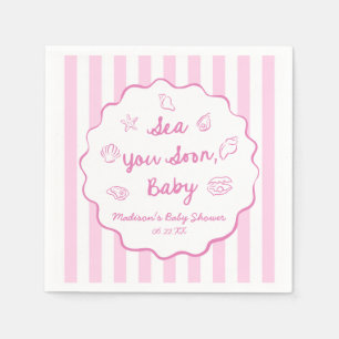 Pink sehen wir dich bald Baby Küsten-Baby-Party Serviette