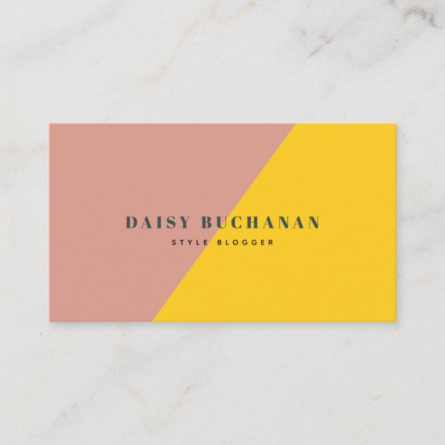 Pink & Senf Stylish Block Business Card Visitenkarte (Vorderseite)