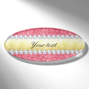 Pink Sequins Gold Foil and Diamonds Namenschild