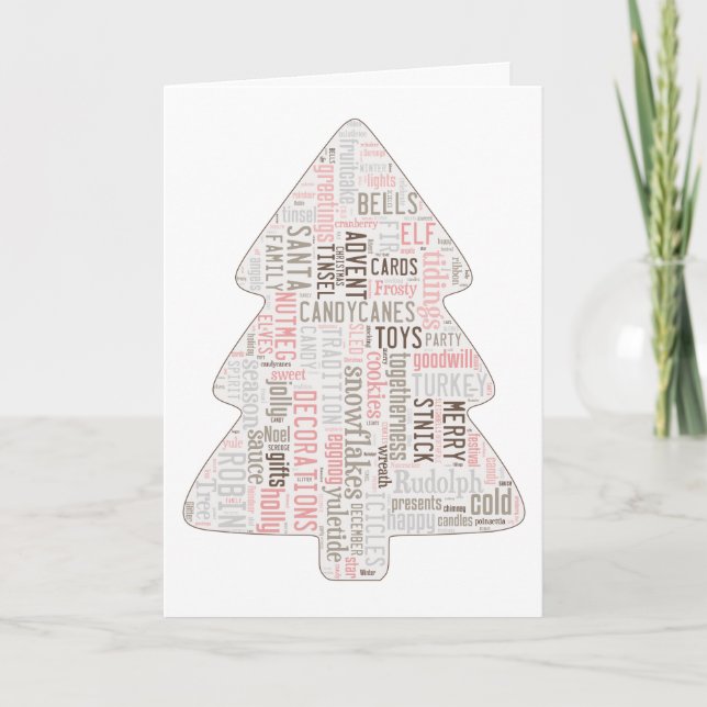 Pink shabby chic carte d'arbre de Noël (Devant)
