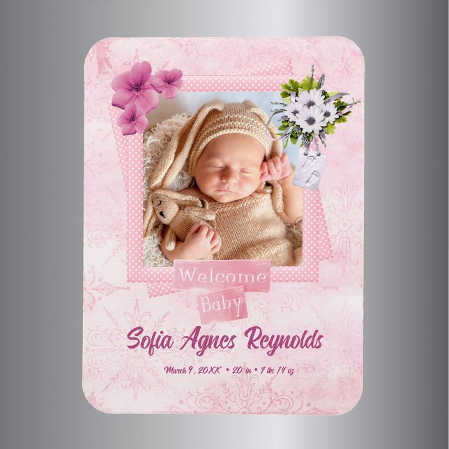 Pink Shabby Style Baby Magnet (Von Creator hochgeladen)