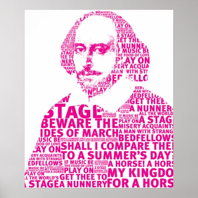 Pink Shakespeare Textgestaltung Poster (Vorne)