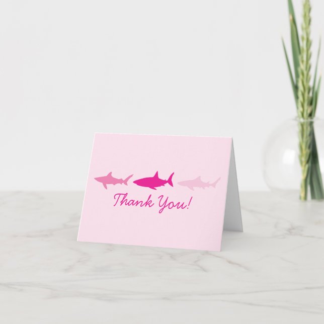 Pink Sharks Niedlich Kid's Danke Stationary Cards (Vorderseite)