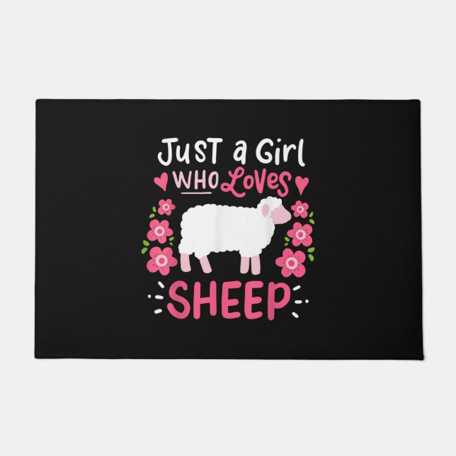 Pink Sheep | Nur ein Mädchen, das Schafspenden Lie Fußmatte (Vorderseite)