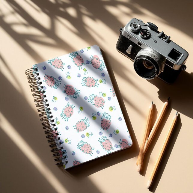 Pink Sheep with Flowers & Berries - Cute Pattern Planer (Von Creator hochgeladen)