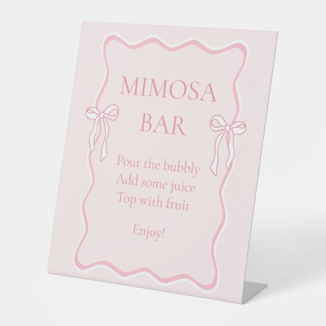 Pink Shes binden das Knoten Brautparty Mimosa Bar Sockelschild (Vorderseite)