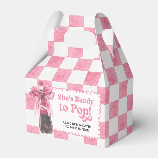 Pink She's Ready to Pop Baby Shower Geschenkschachtel (Vorderseite)