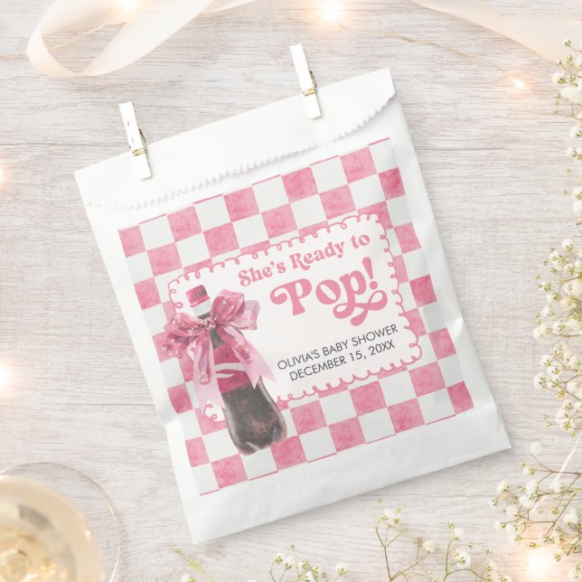 Pink She's Ready to Pop Baby Shower Geschenktütchen (Ausgeschnitten)