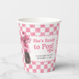 Pink She's Ready to Pop Baby Shower Pappbecher