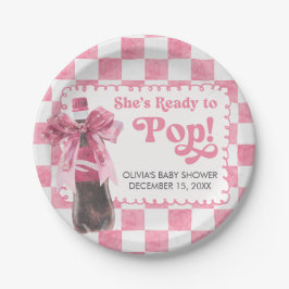 Pink She's Ready to Pop Baby Shower Pappteller