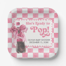 Pink She's Ready to Pop Baby Shower Pappteller