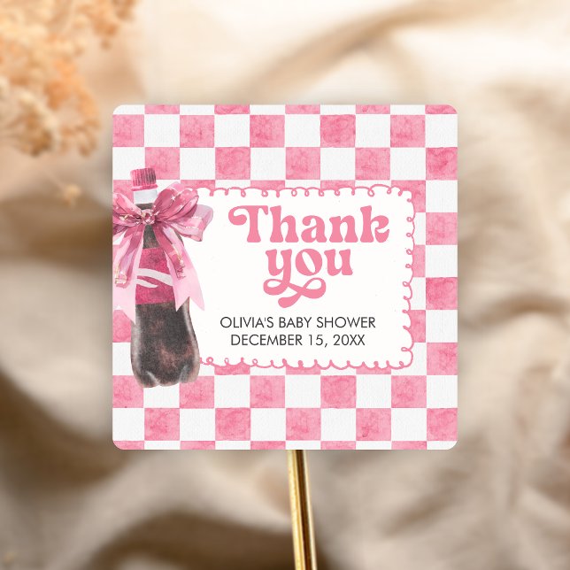 Pink She's Ready to Pop Baby Shower Quadratischer Aufkleber (She's Ready To Pop Baby Shower Sticker)