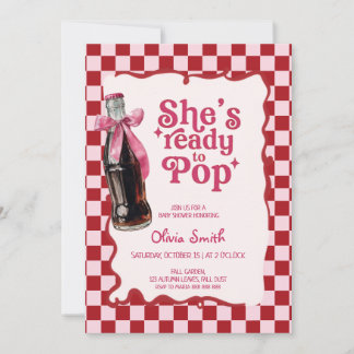 Pink She's Ready to Pop Soda Baby Shower  Einladung