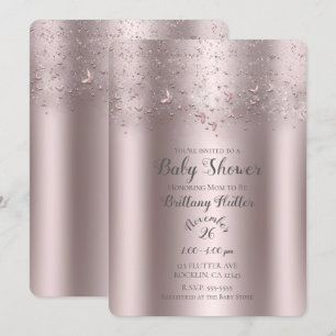 Pink Shimmer Flutter Butterfly Babydusche Einladung